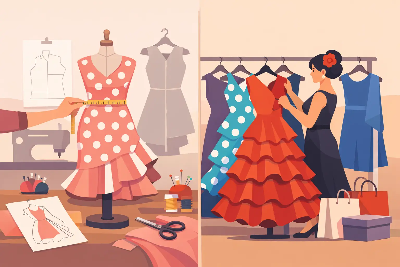 Traje de flamenca a medida o de confección