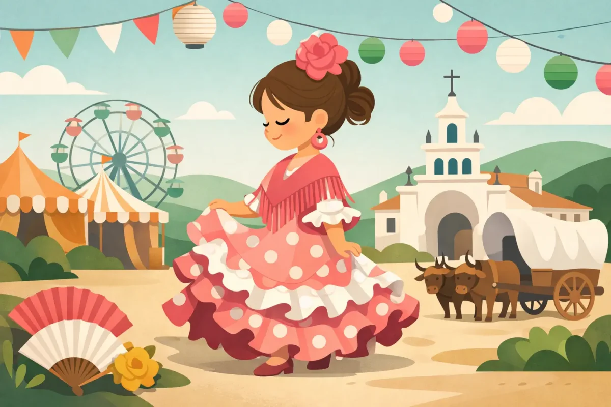 Traje flamenca de niña para feria y romería